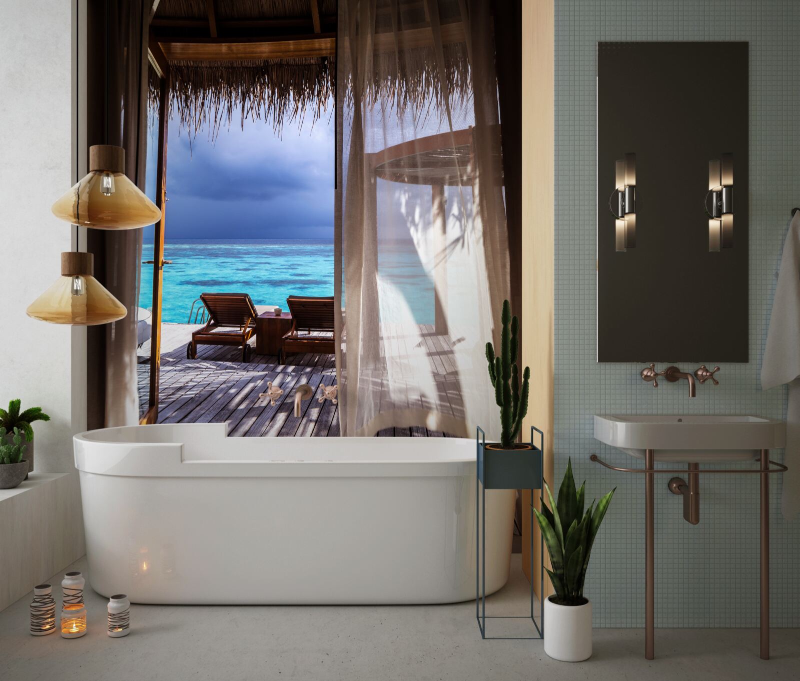 Fototapet balcon cu vedere la ocean