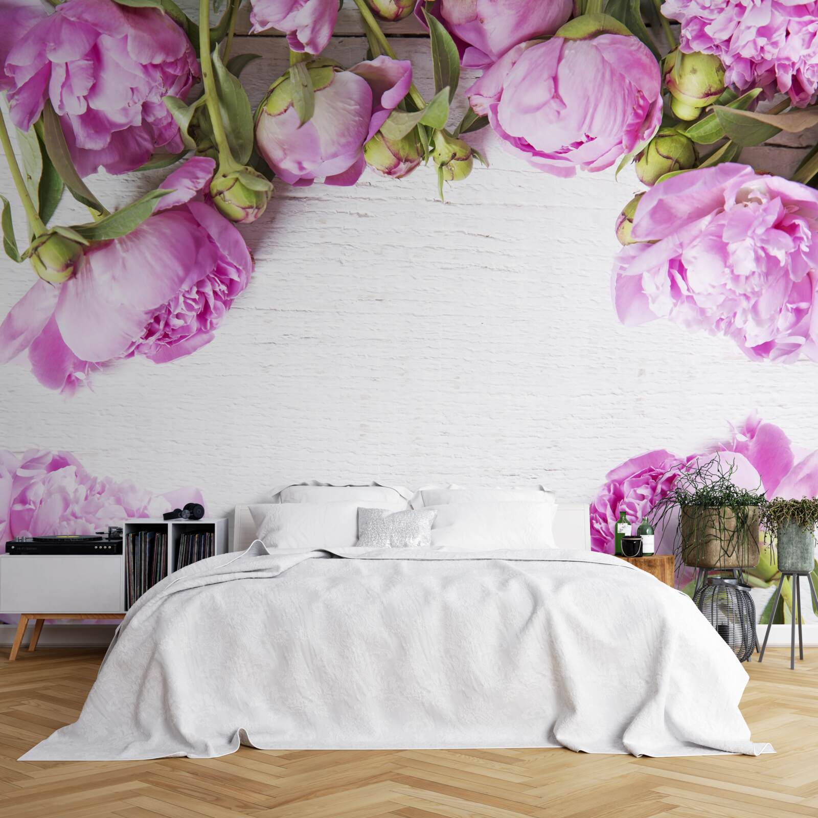 Fototapet flori mov în decor
