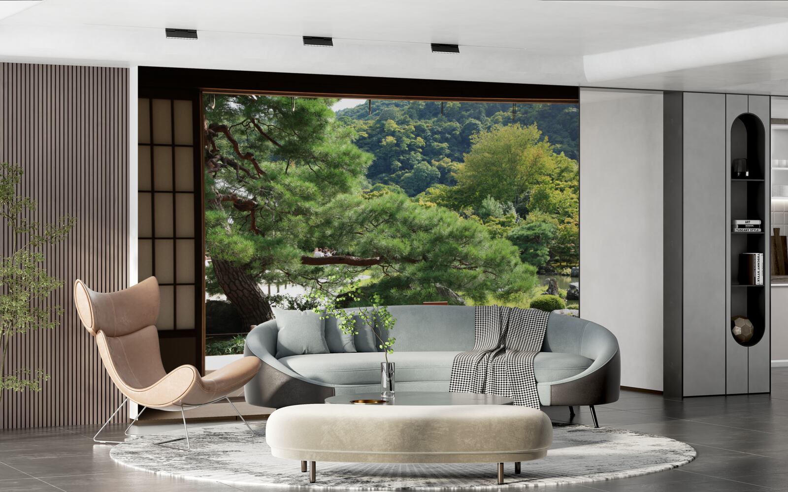 Fototapet Grădină în stil japonez cu terasă privată