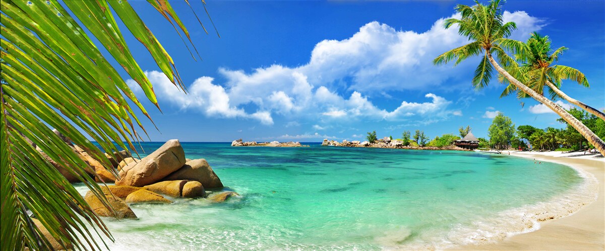 Fototapet plajă tropicală lângă o mare turcoaz