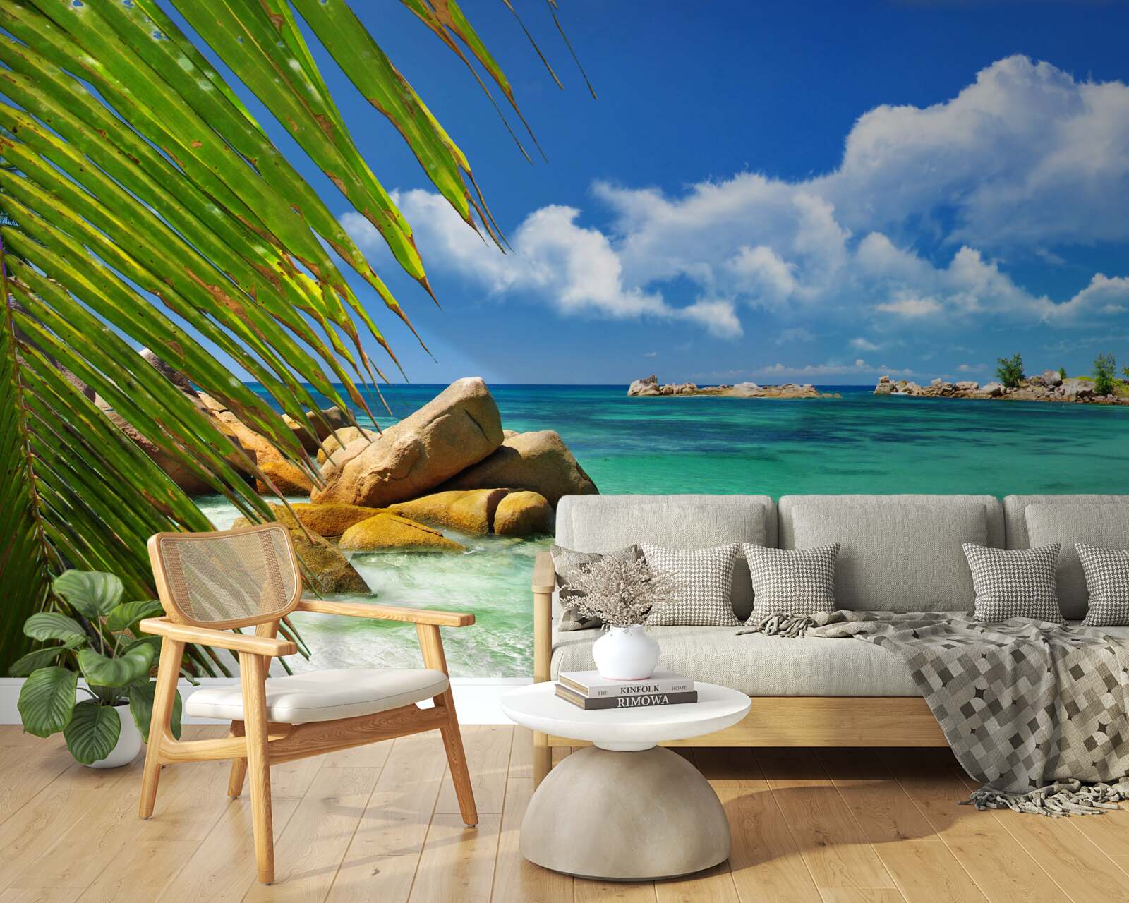 Fototapet plajă tropicală lângă o mare turcoaz