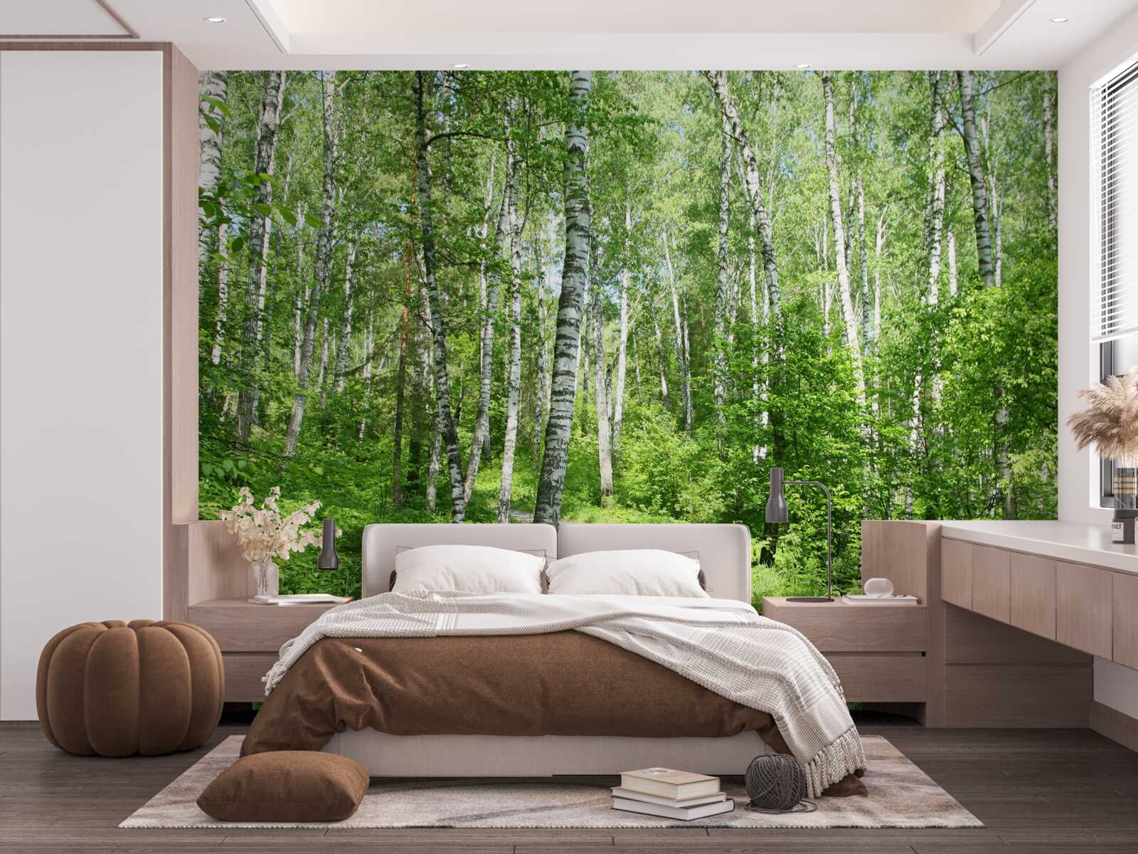 Fototapet calea spre livada de mesteacăn verde