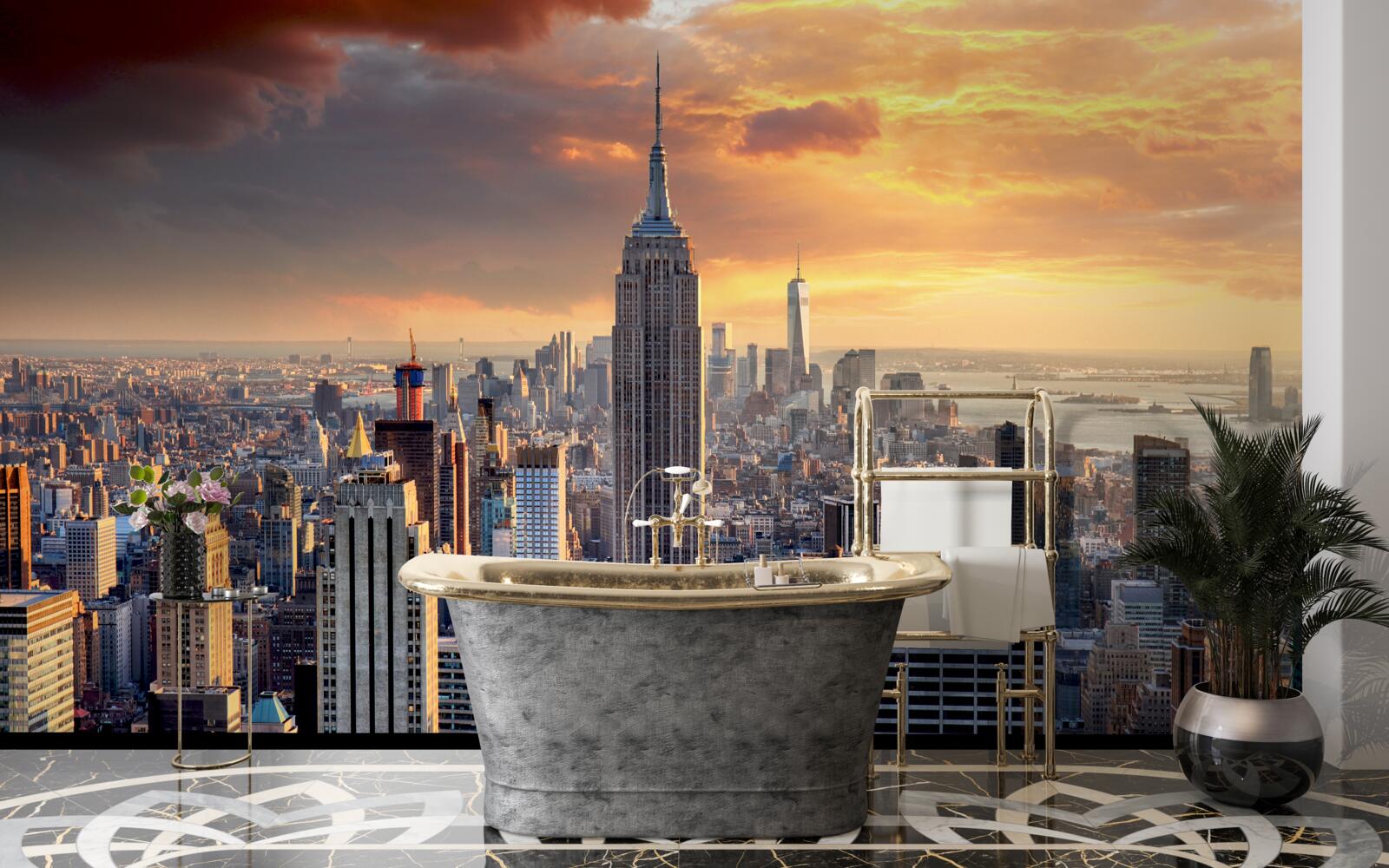 Fototapet vederi uimitoare ale principalilor zgârie-nori din new york