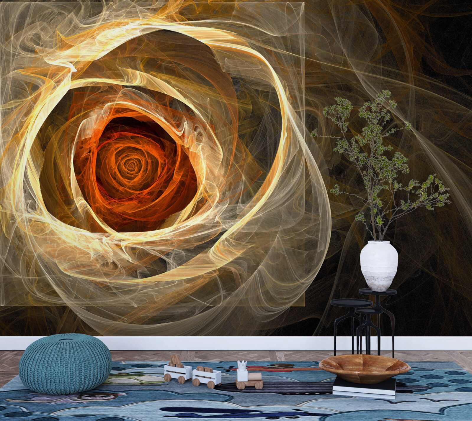 Fototapet trandafir luminos cu inimă roșiatică în stil abstract