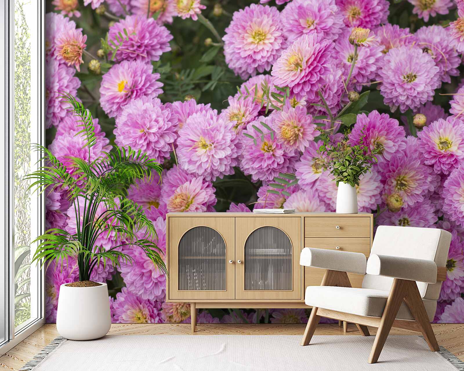 Fototapet gerbera frumoase cu margarete liliac luminos