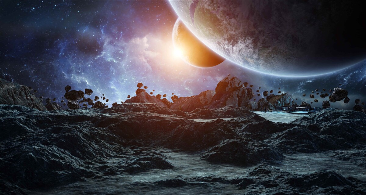 Fototapet o lume viitoare cu planete spațiale