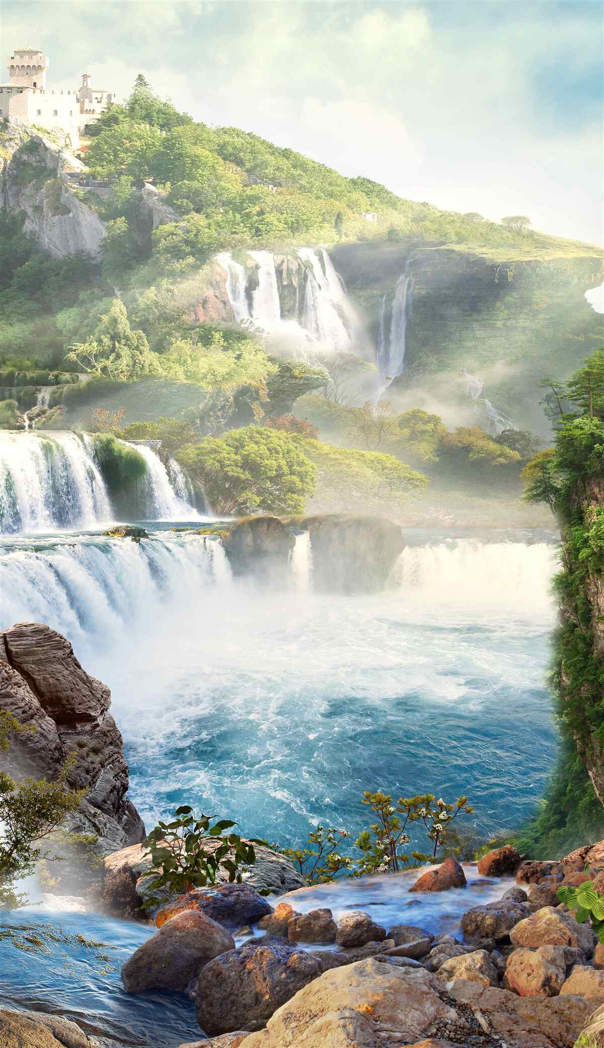Fototapet multe cascade înalte