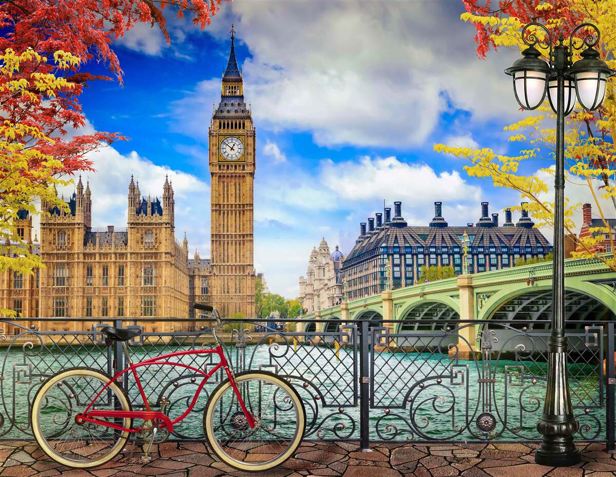 Fototapet podul de toamnă care leagă Tamisa și Big Ben