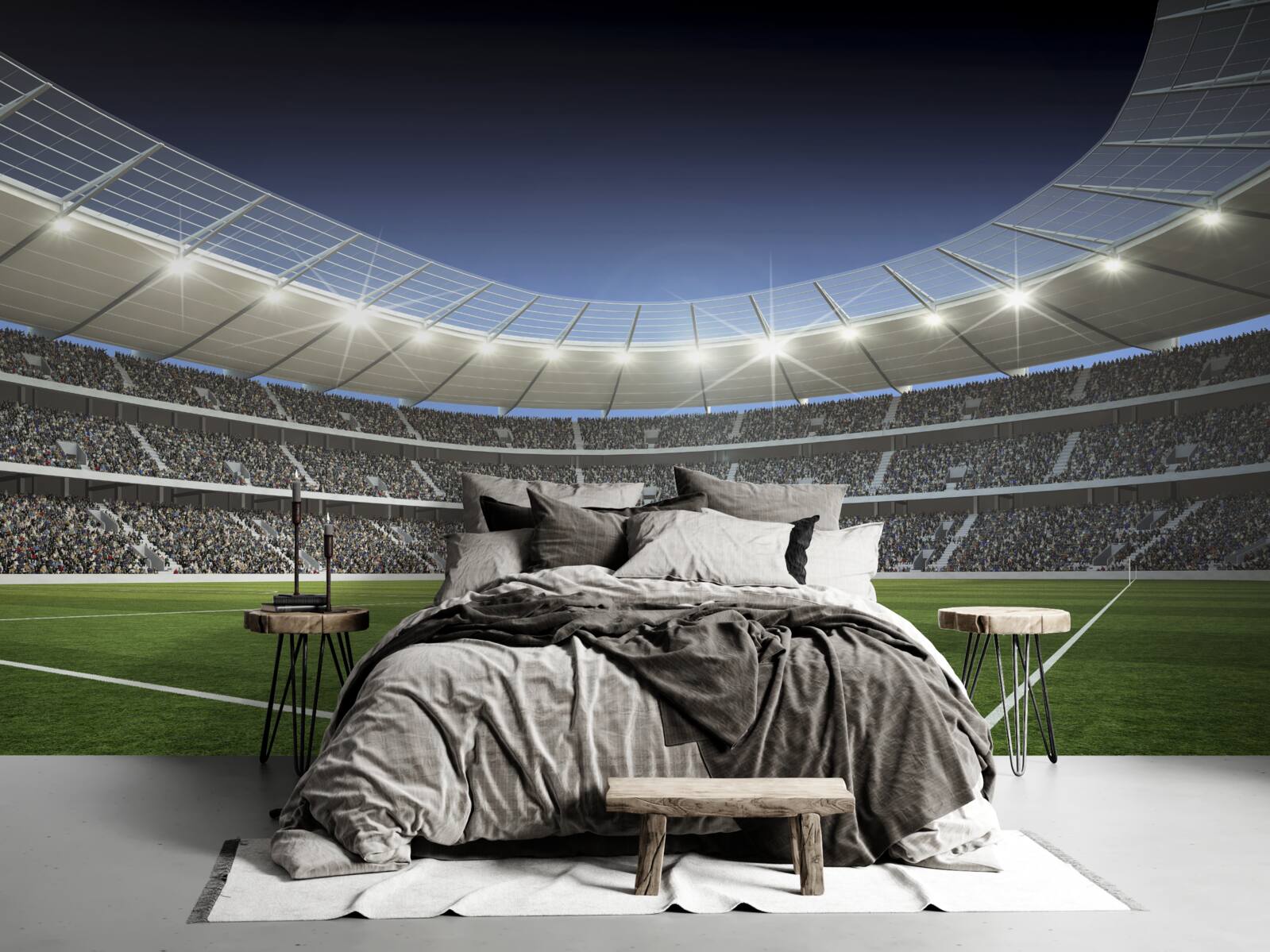 Fototapet stadionul se pregătește pentru sosirea fotbaliștilor