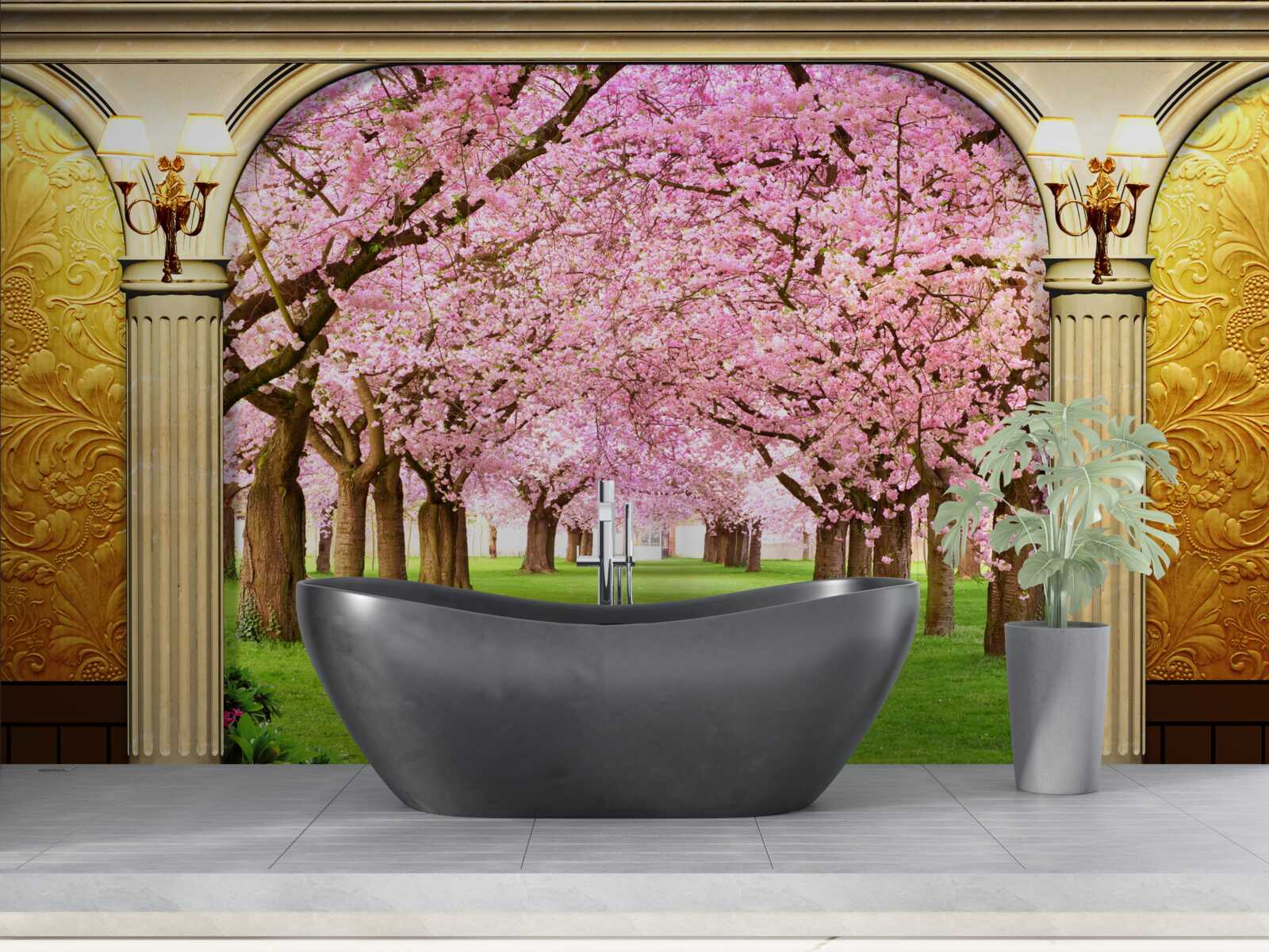 Fototapet boltă care duce la bulevardul sakura