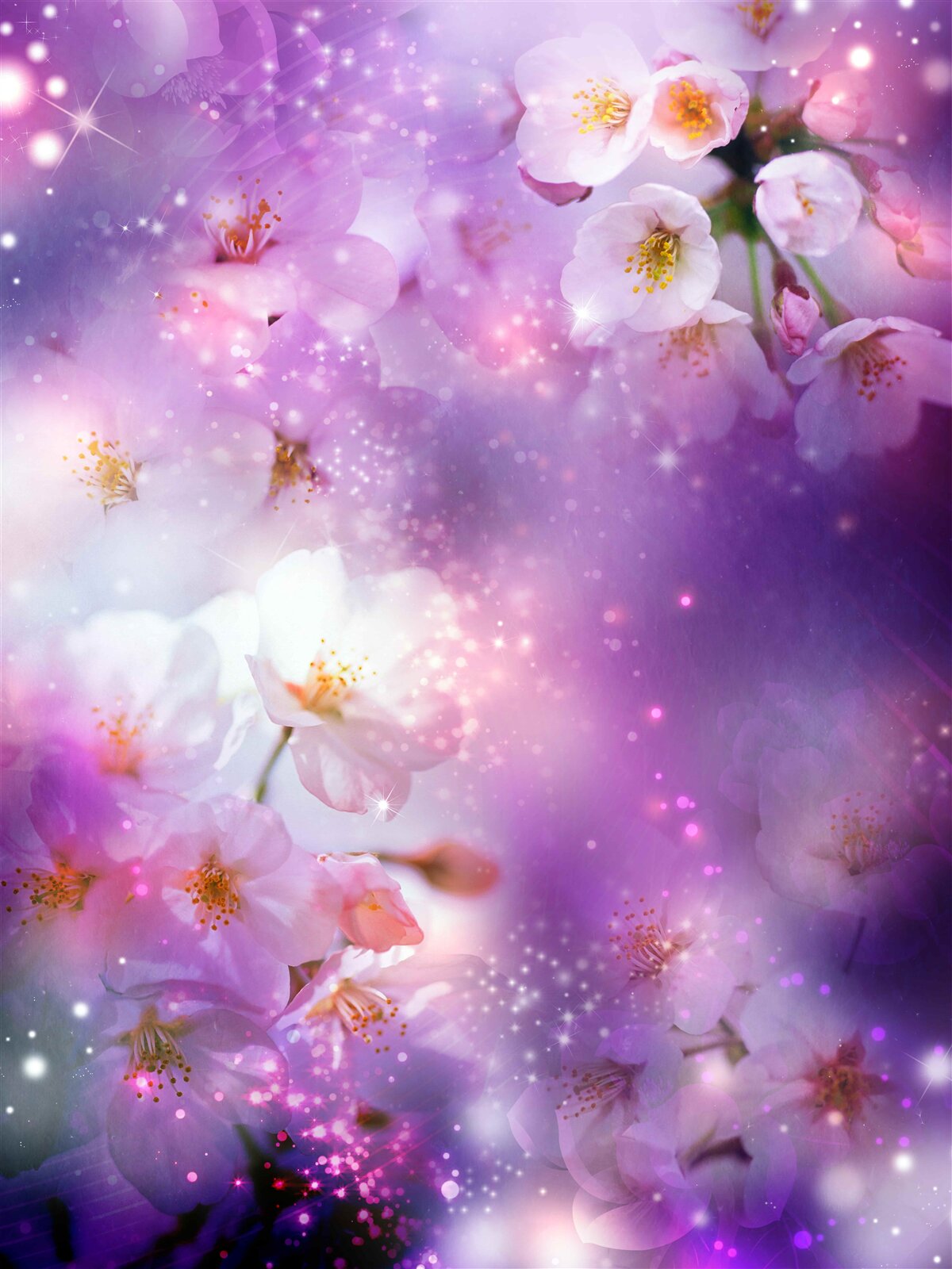 Fototapet flori luminoase pe un fundal de liliac