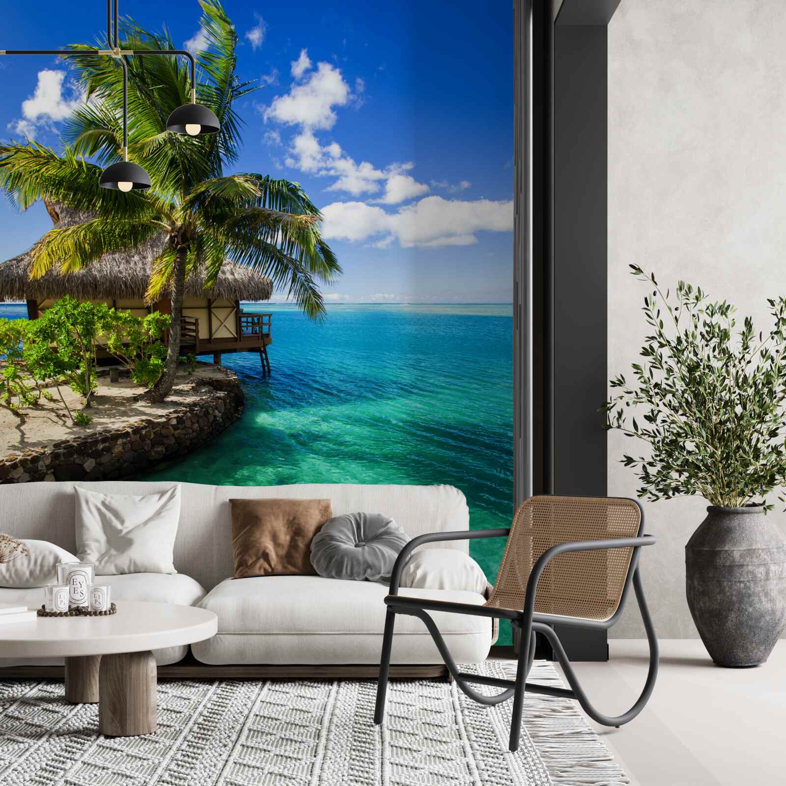 Fototapet casă pe plajă în maldive