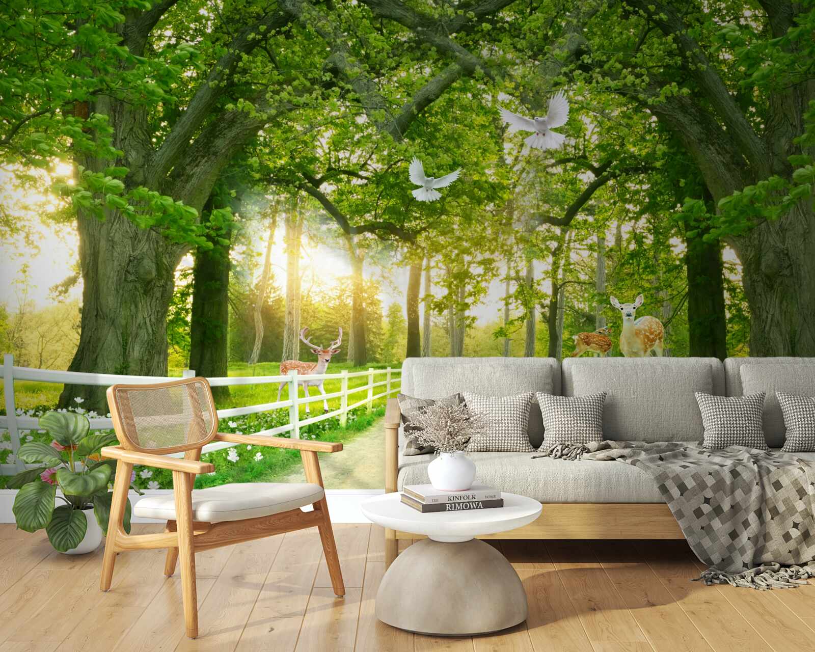 Fototapet cărare în mijlocul unui parc înflorit