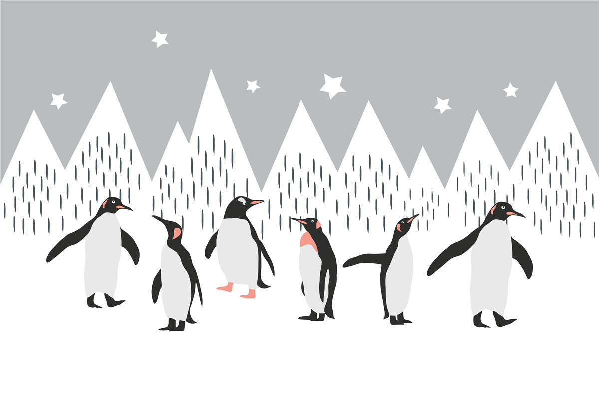 Fototapet pinguinii ies la o plimbare