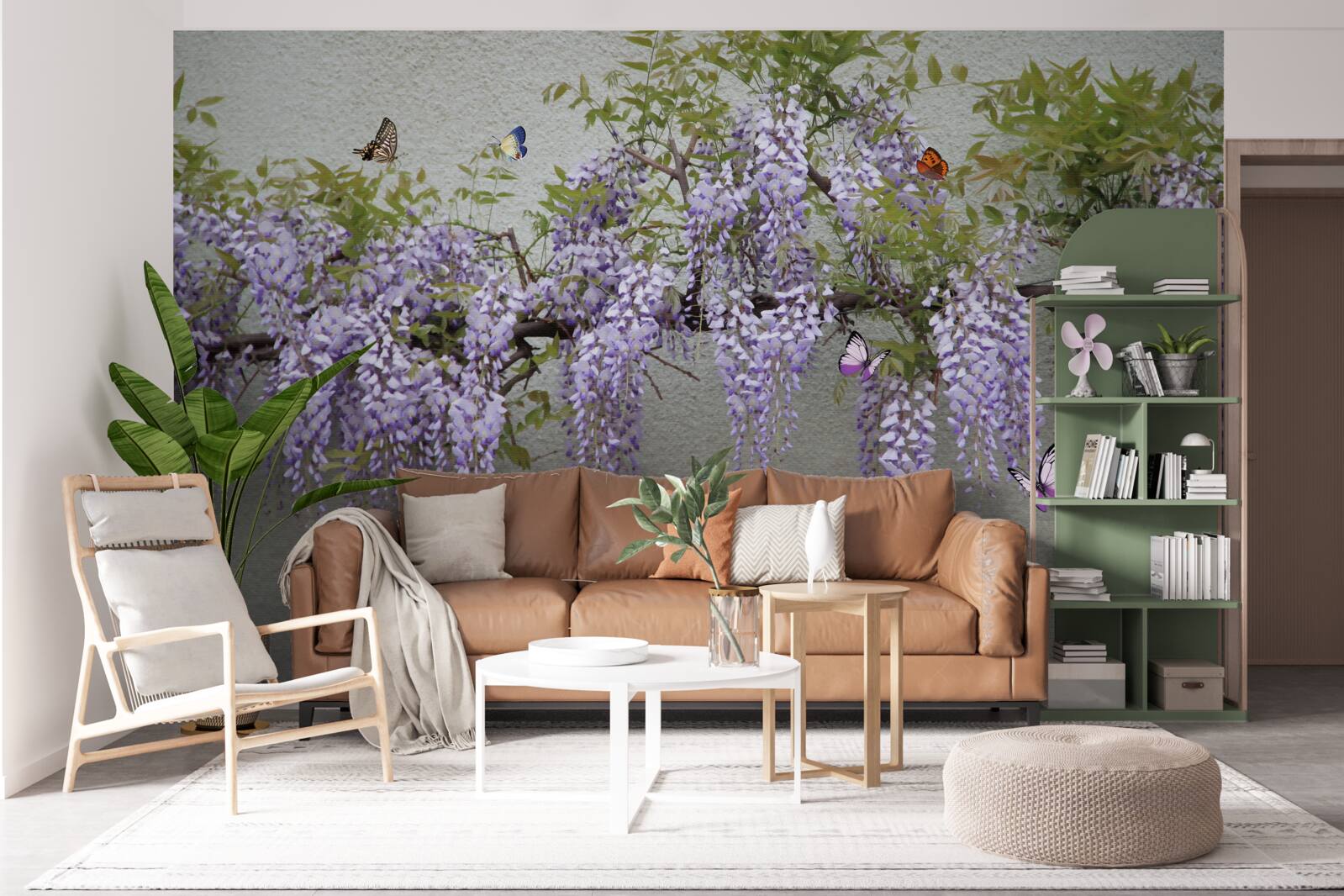 Fototapet fluturii zboară în jurul florilor de liliac