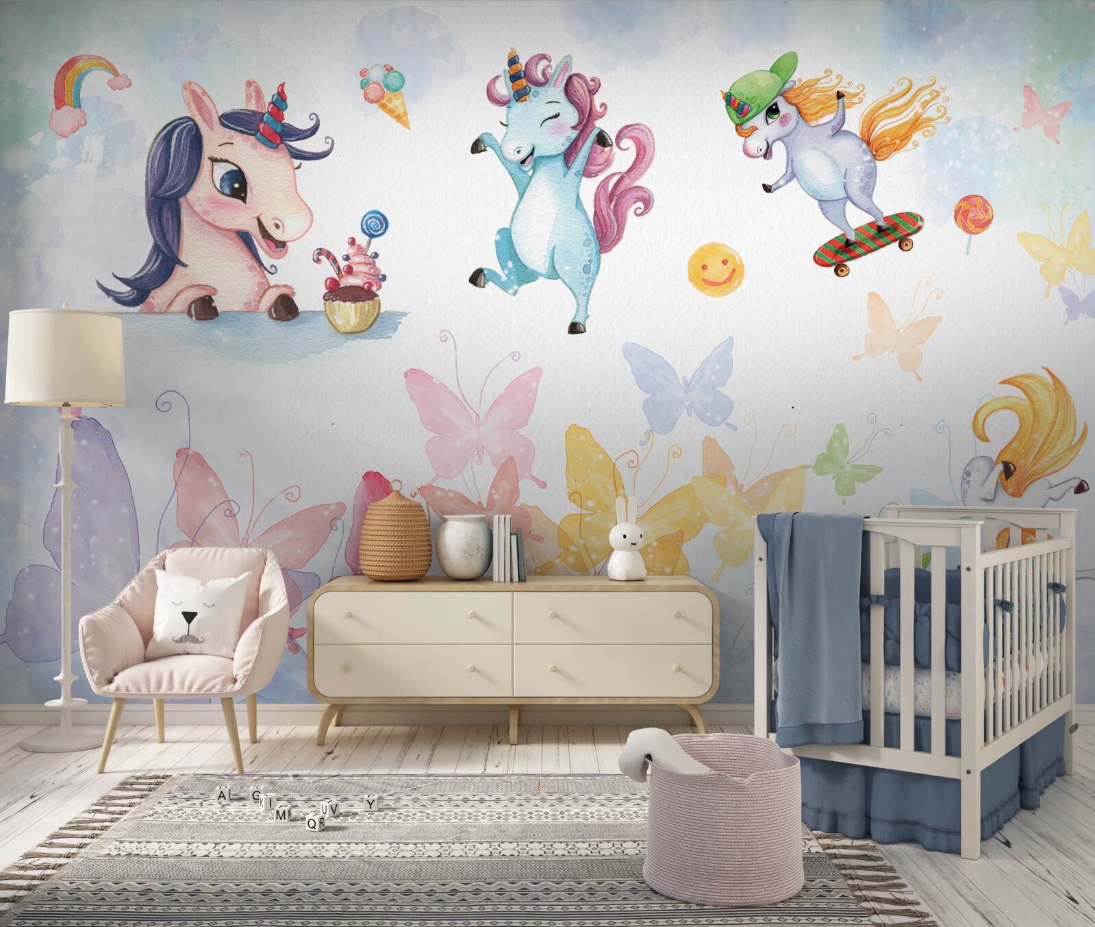 Fototapet unicornii veseli joacă