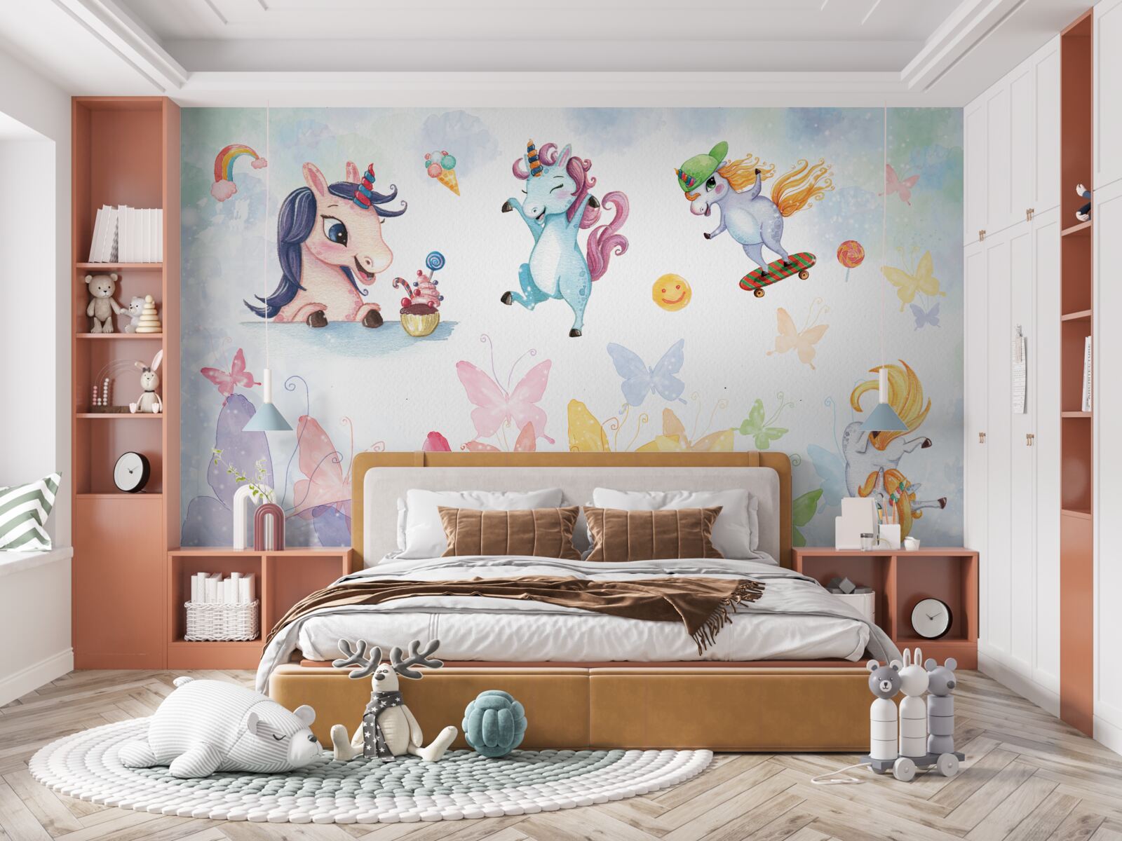 Fototapet unicornii veseli joacă