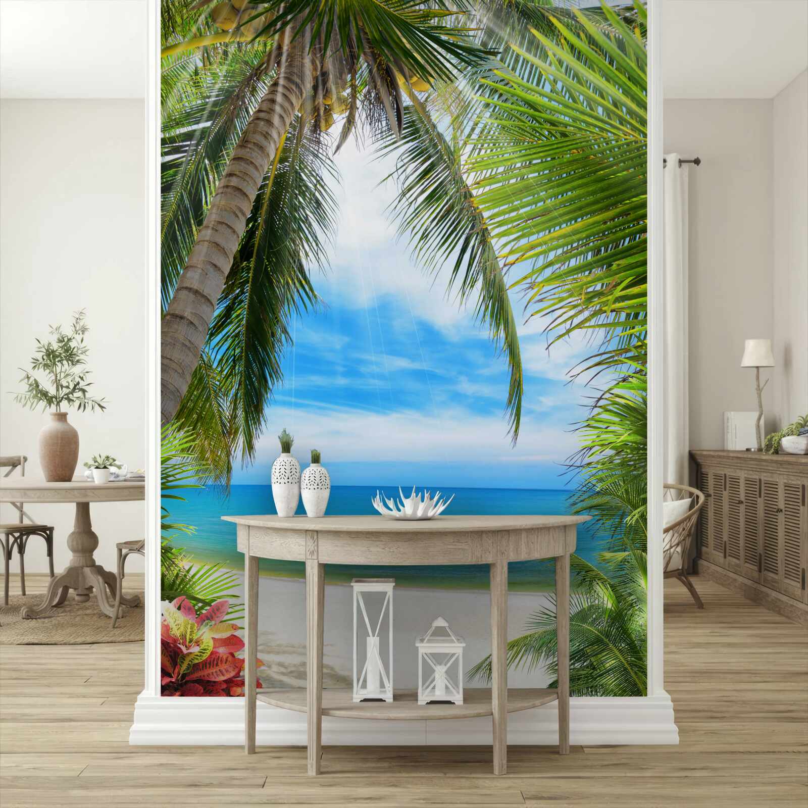 Fototapet cale spre ocean prin palmieri