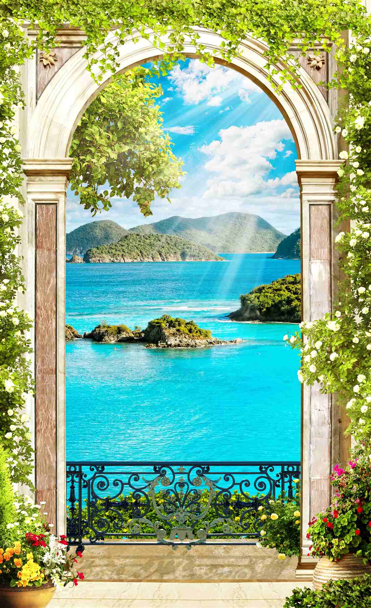 Fototapet arc verde cu vedere uimitoare la mare