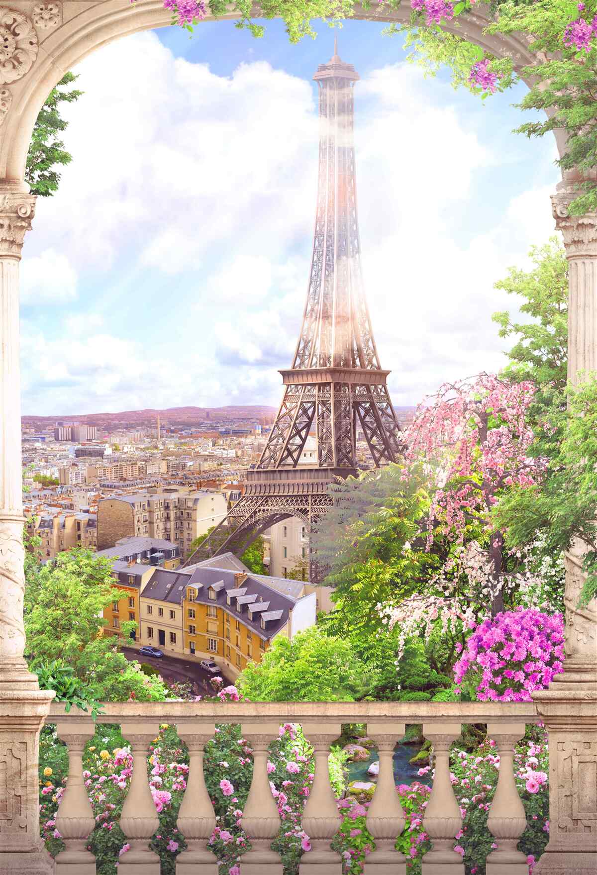 Fototapet panoramă a parisului cu turnul eiffel