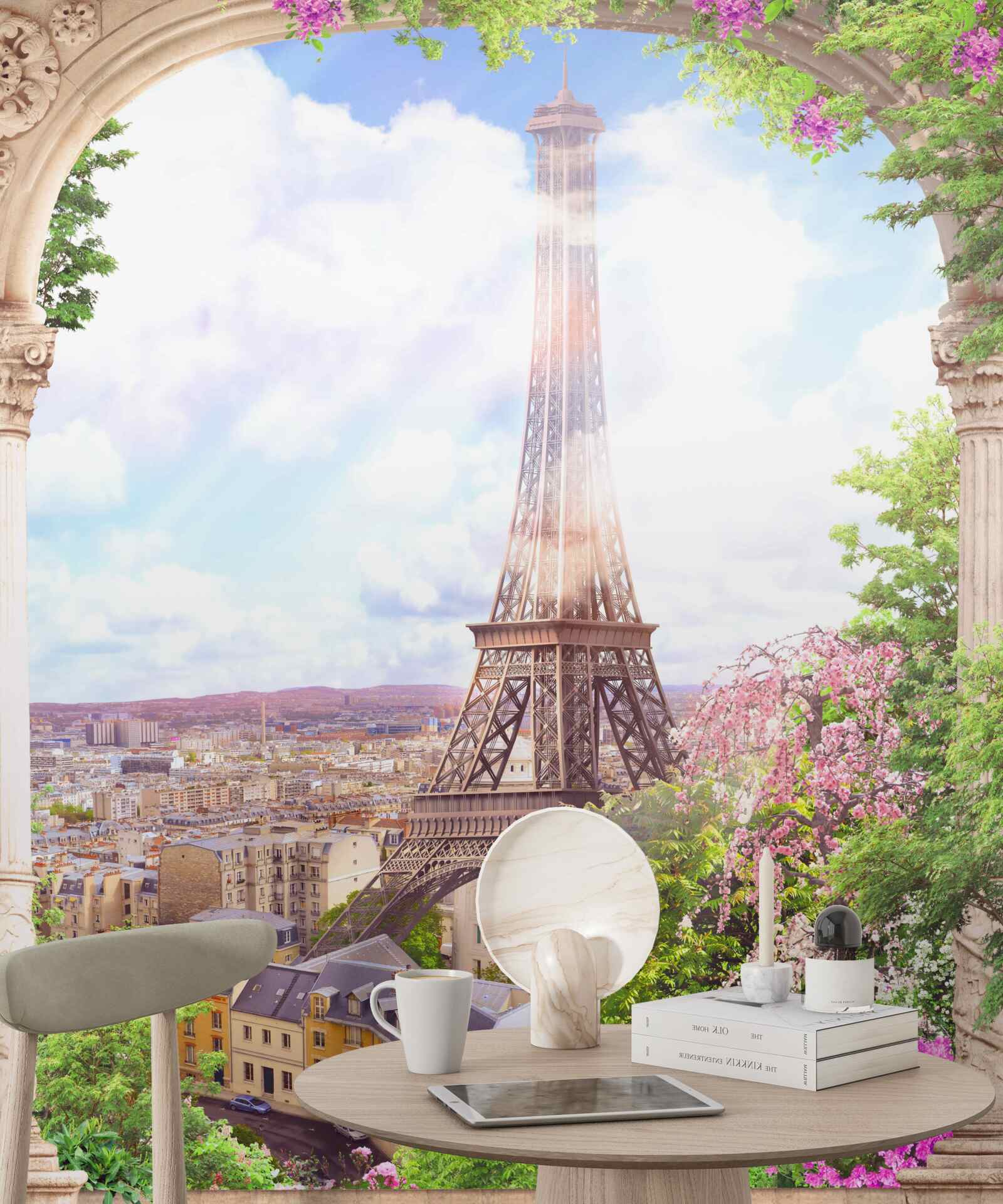 Fototapet panoramă a parisului cu turnul eiffel
