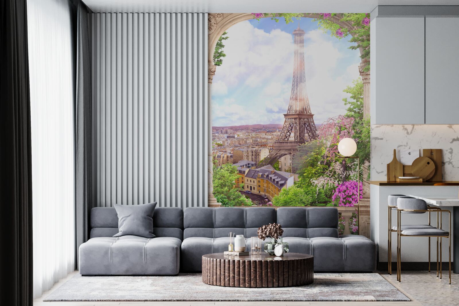 Fototapet panoramă a parisului cu turnul eiffel