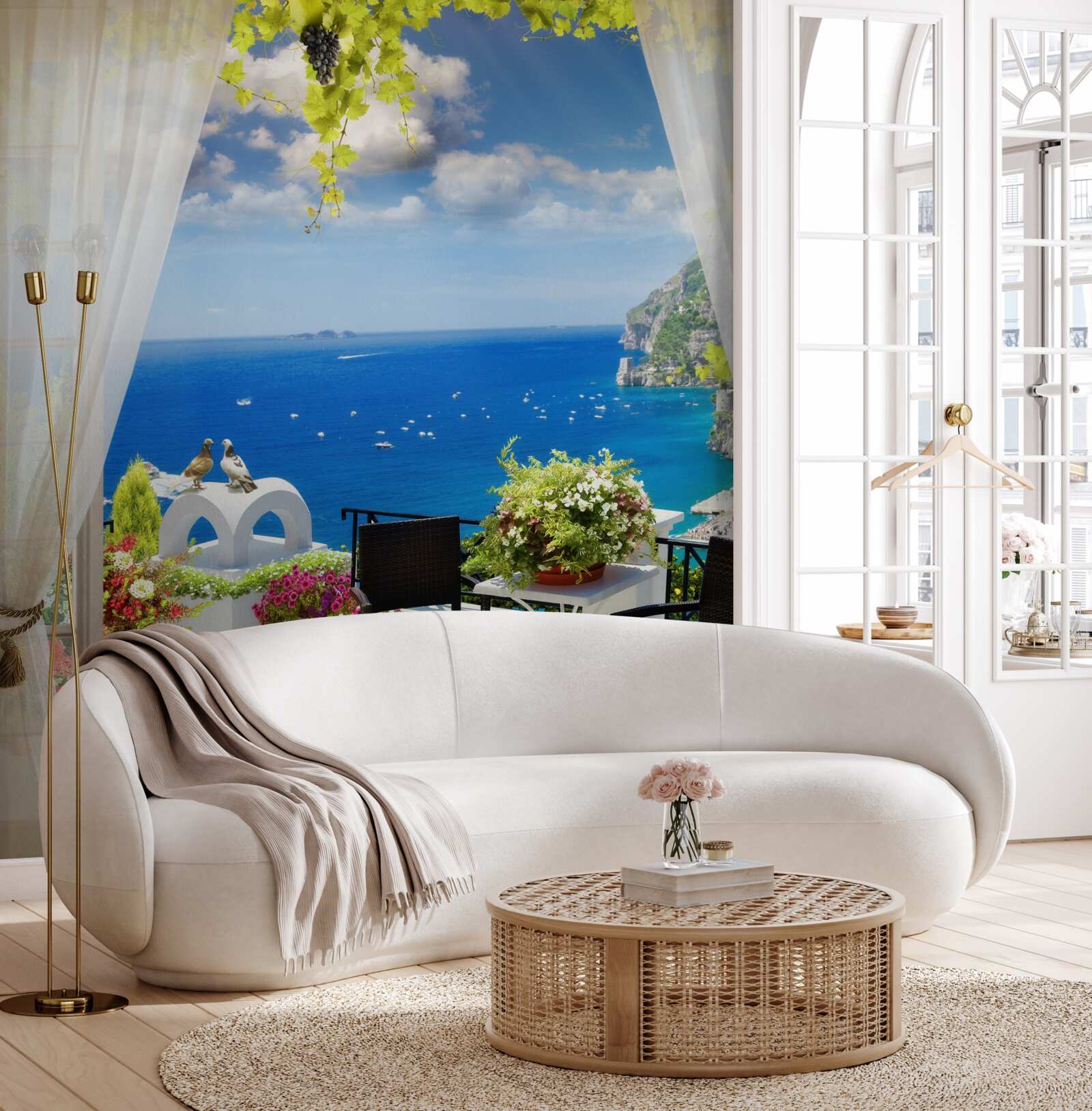 Fototapet balcon mic cu vedere pitorească la ocean