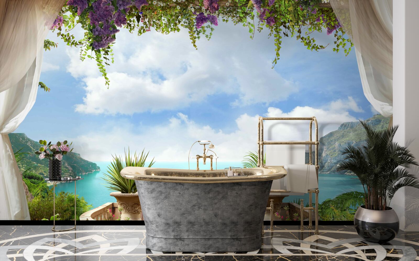 Fototapet balcon confortabil cu plante