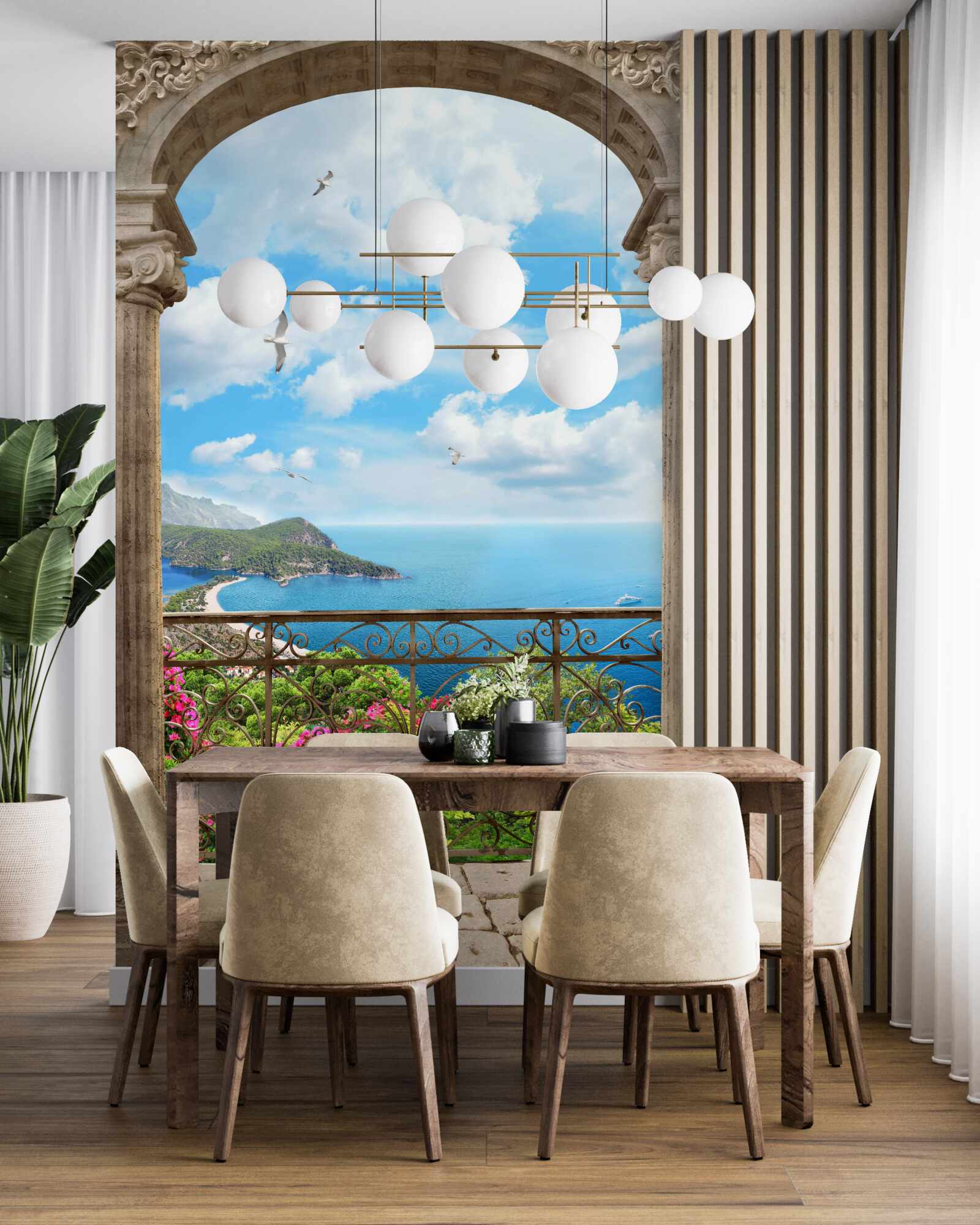 Fototapet balcon arcuit cu vedere la ocean