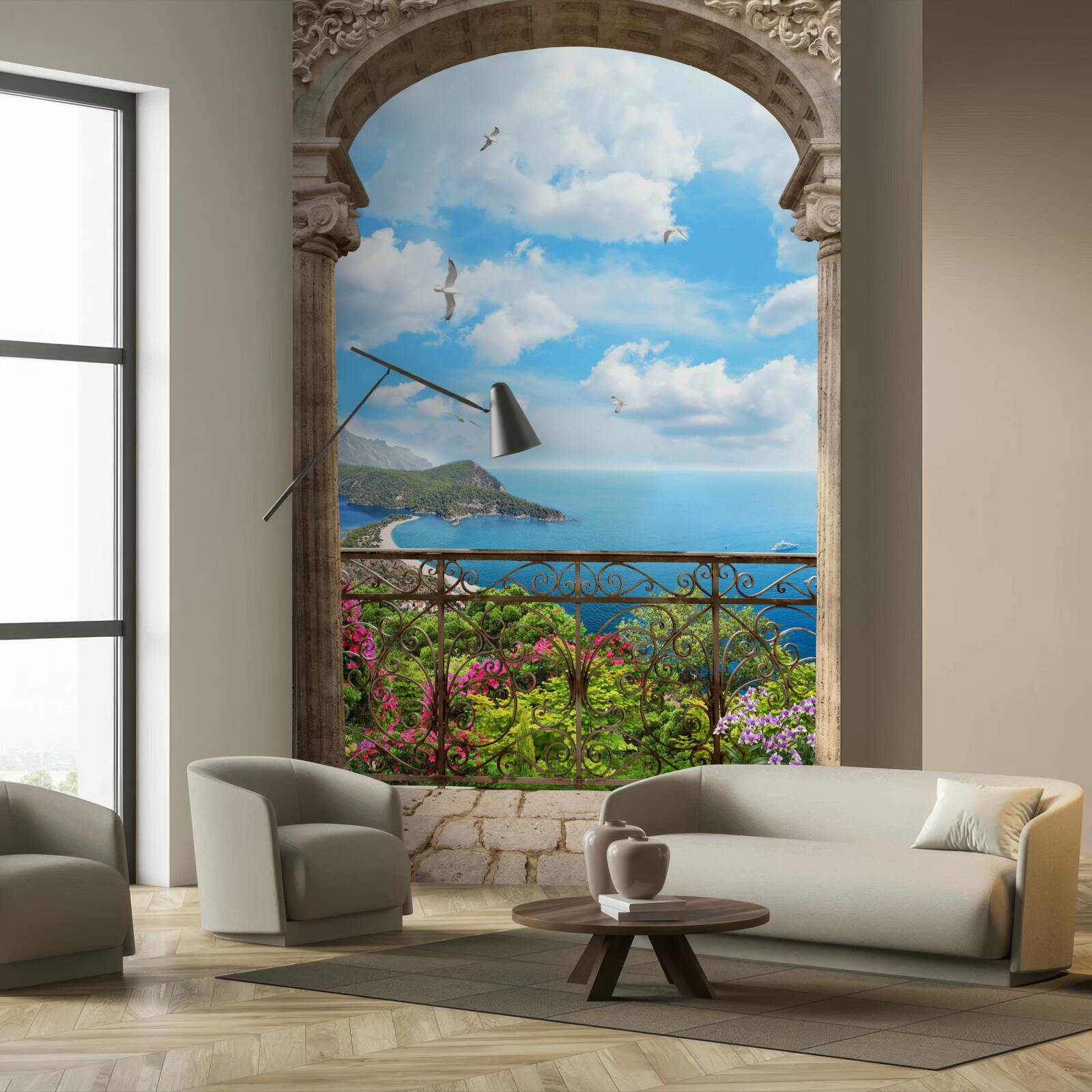 Fototapet balcon arcuit cu vedere la ocean