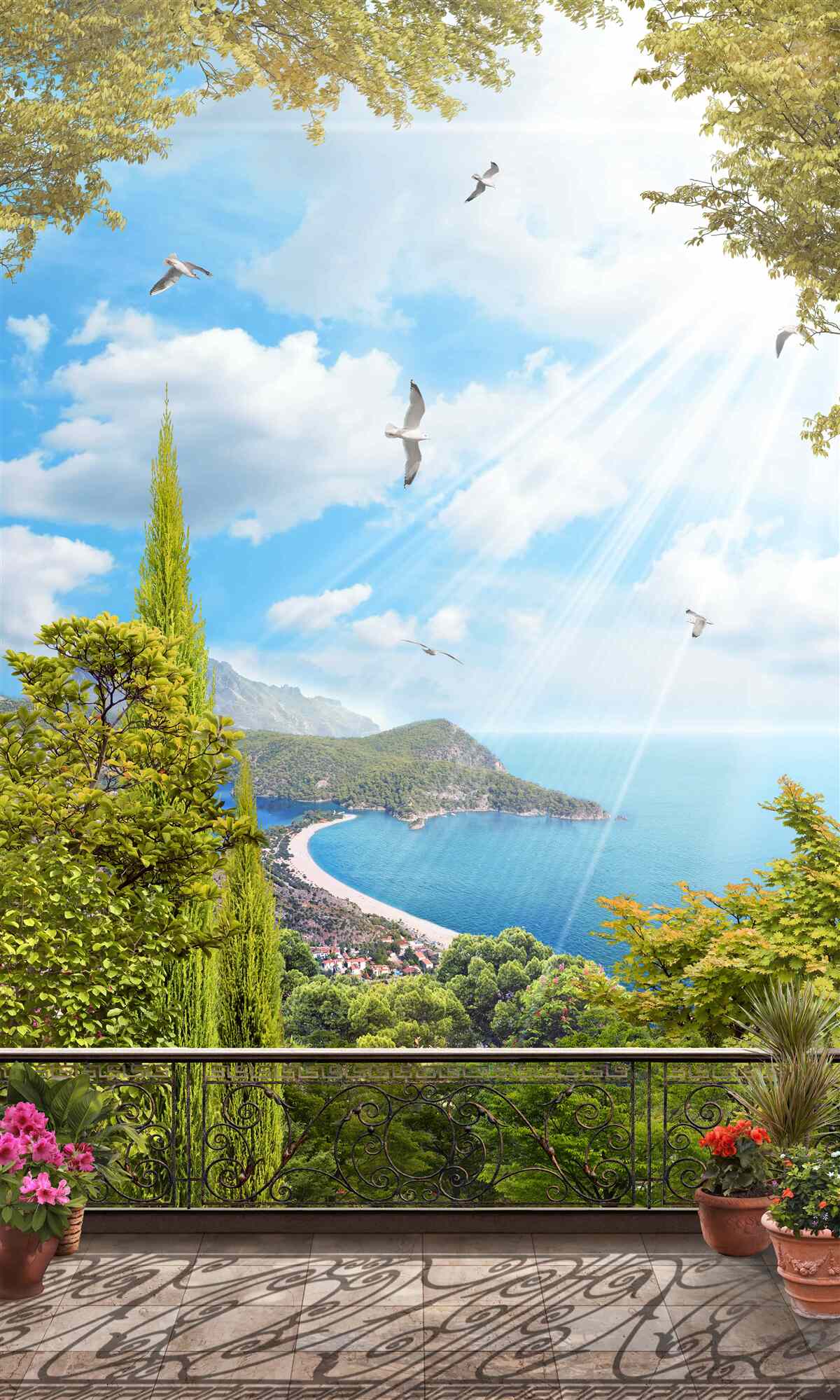 Fototapet vedere la împrejurimi din balcon