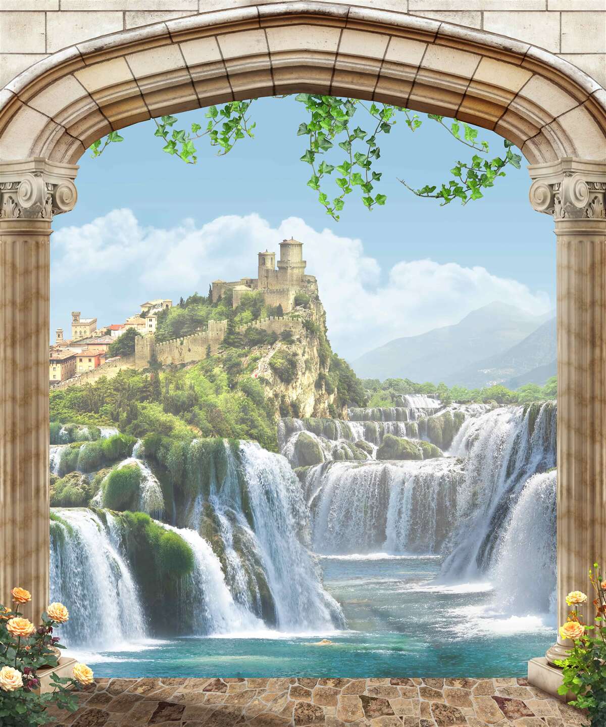 Fototapet vedere la frumoasele cascade de la arc