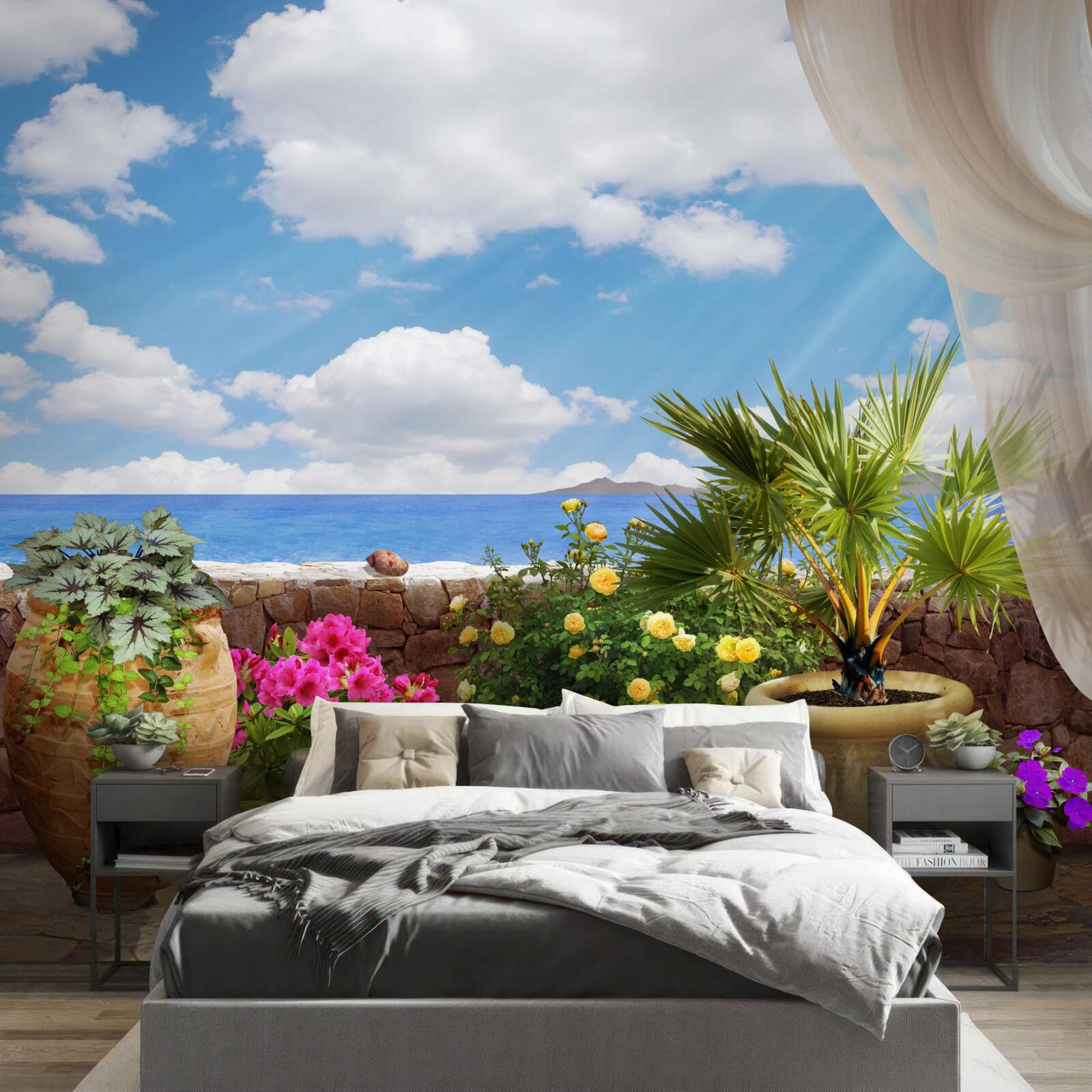 Fototapet balcon cu ghivece