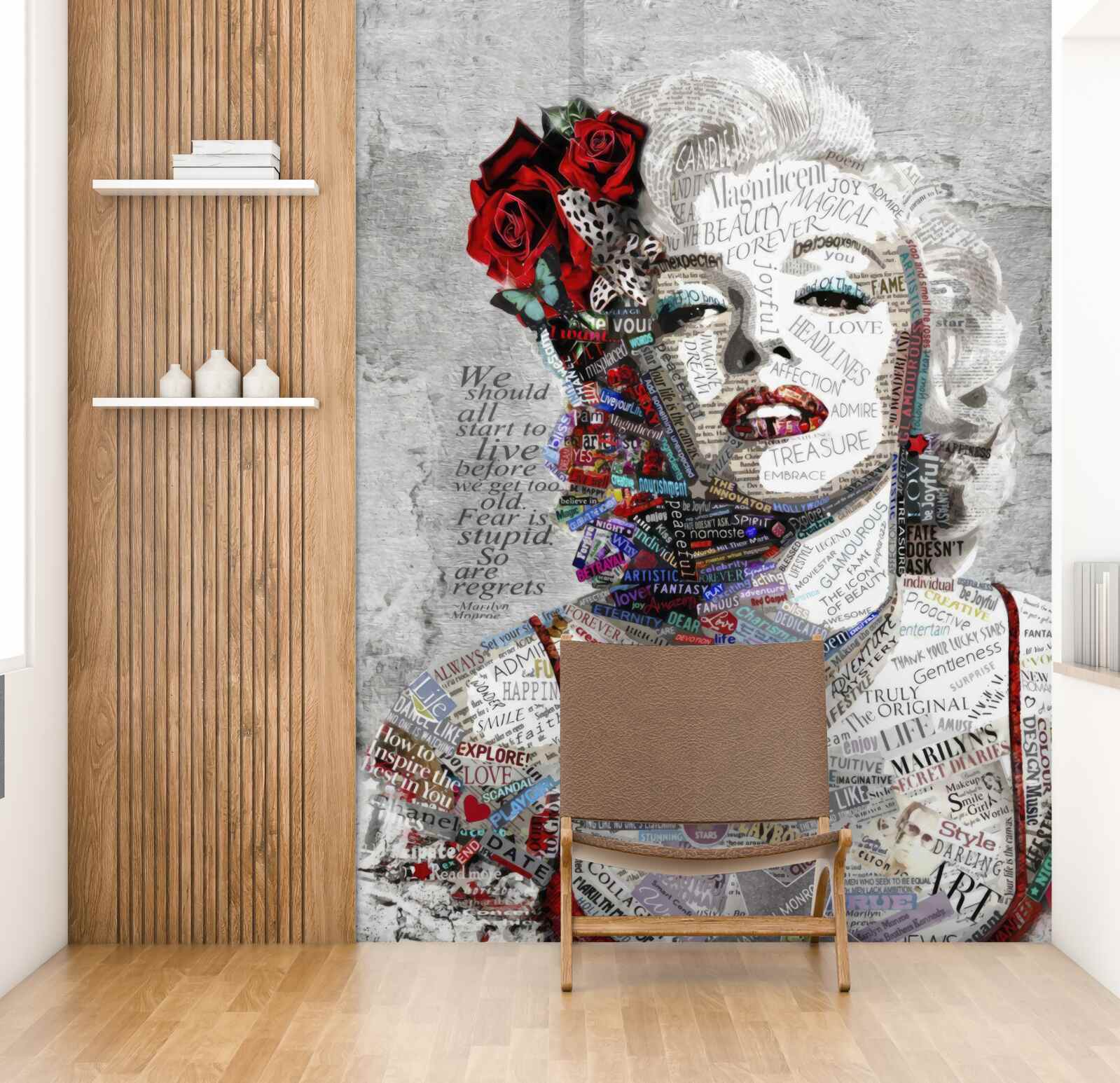 Fototapeta marilyn monroe z czerwonymi różami we włosach