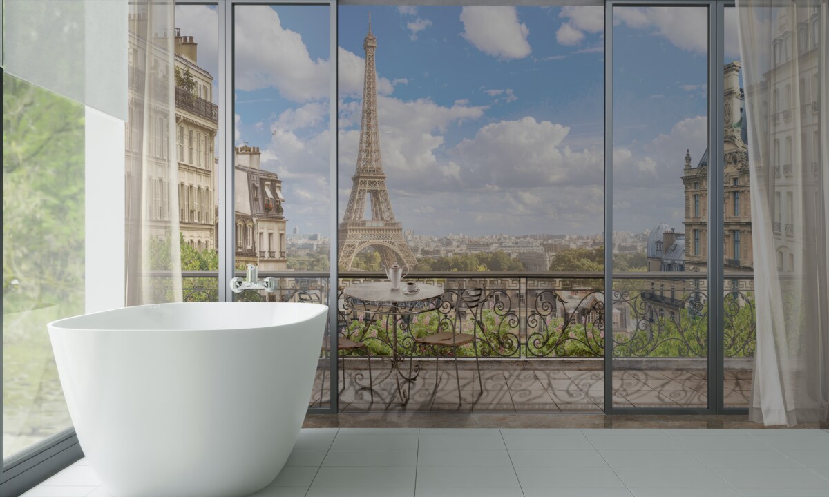 Fototapet vedere la turnul eiffel din balcon