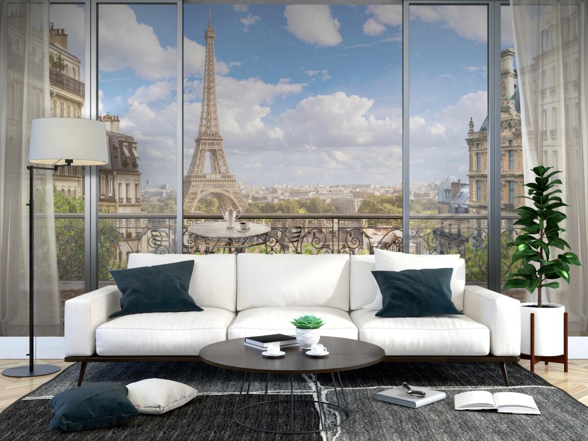 Fototapet vedere la turnul eiffel din balcon