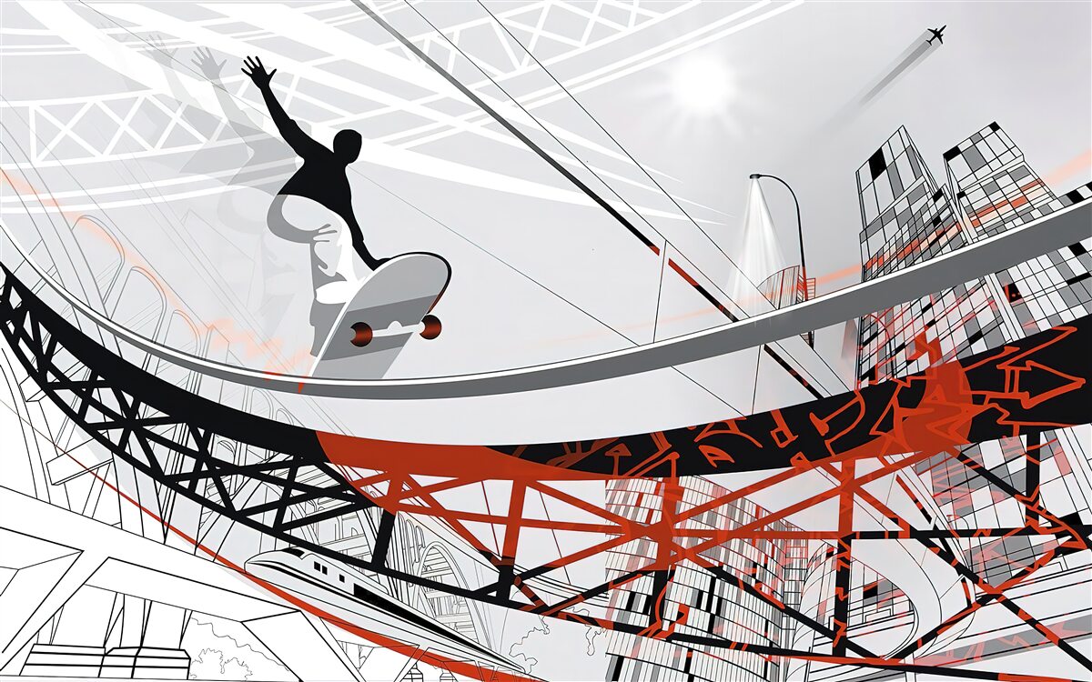 Fototapet tânăr skateboarding