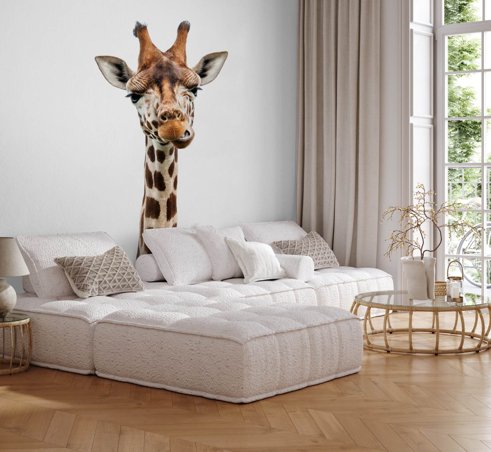 Fototapet expresie neobișnuită pe fața unei girafe