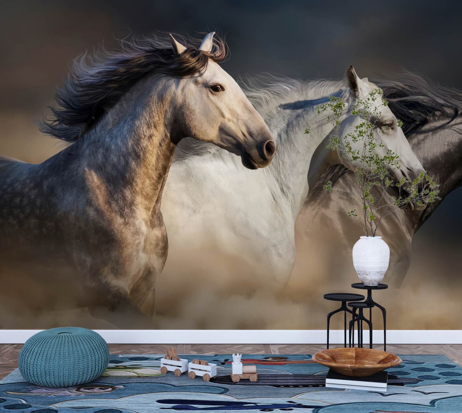 Fototapet trei cai în galop