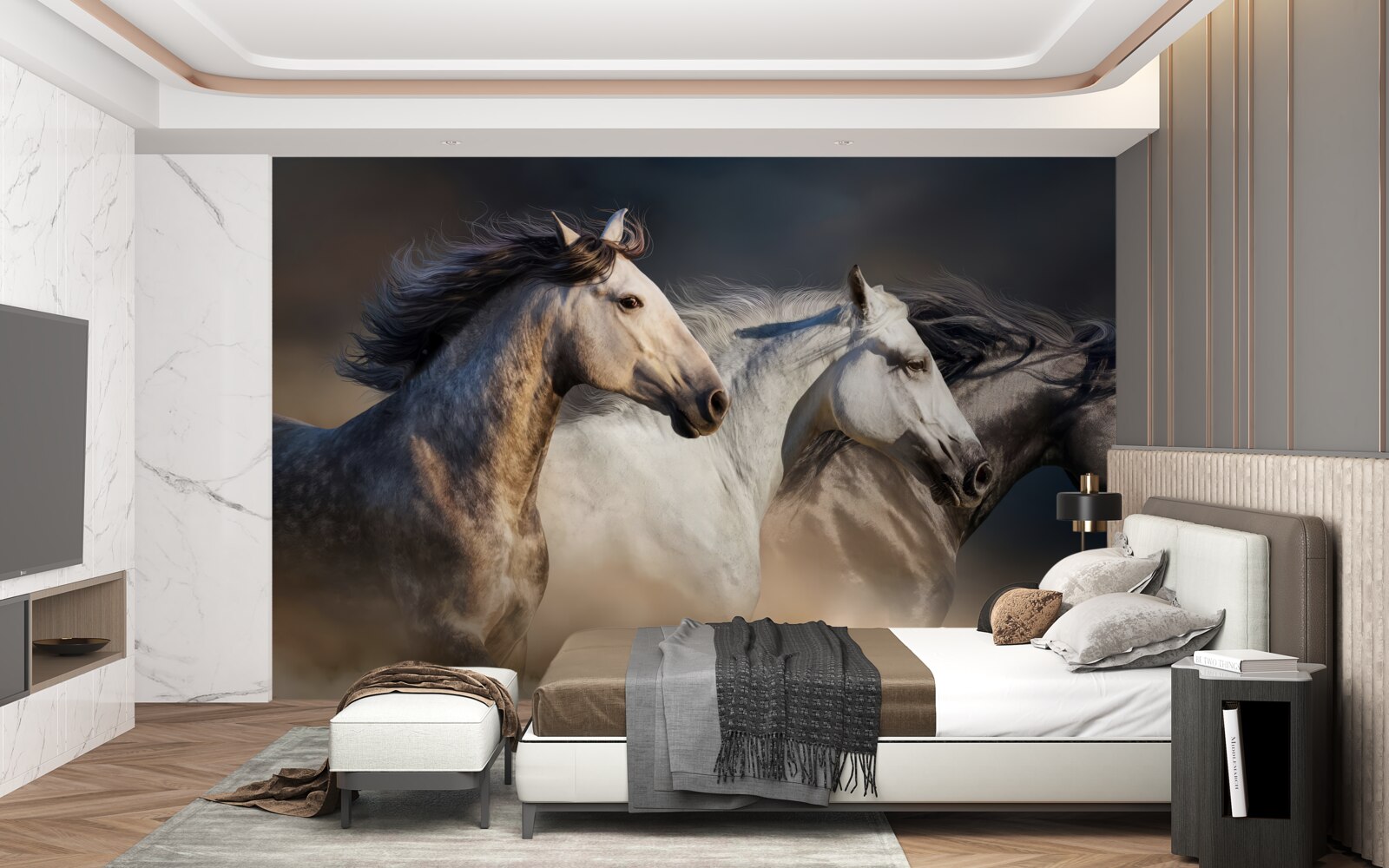 Fototapet trei cai în galop