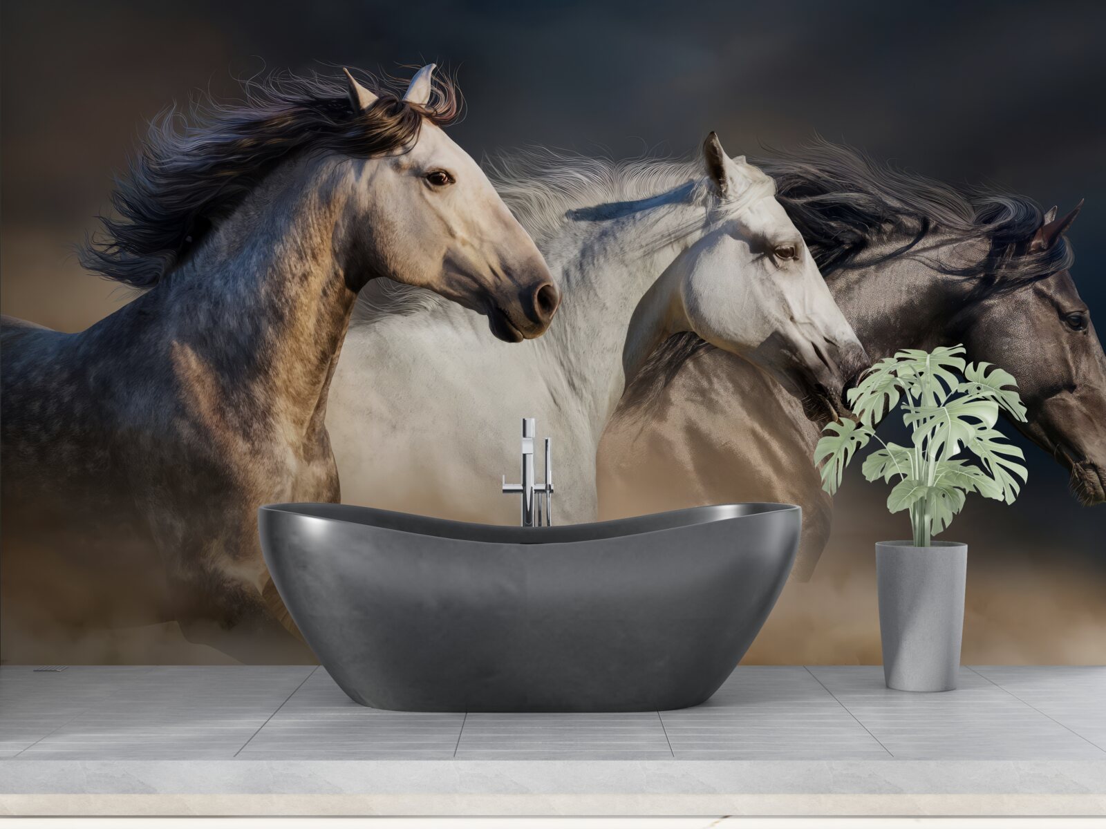 Fototapet trei cai în galop