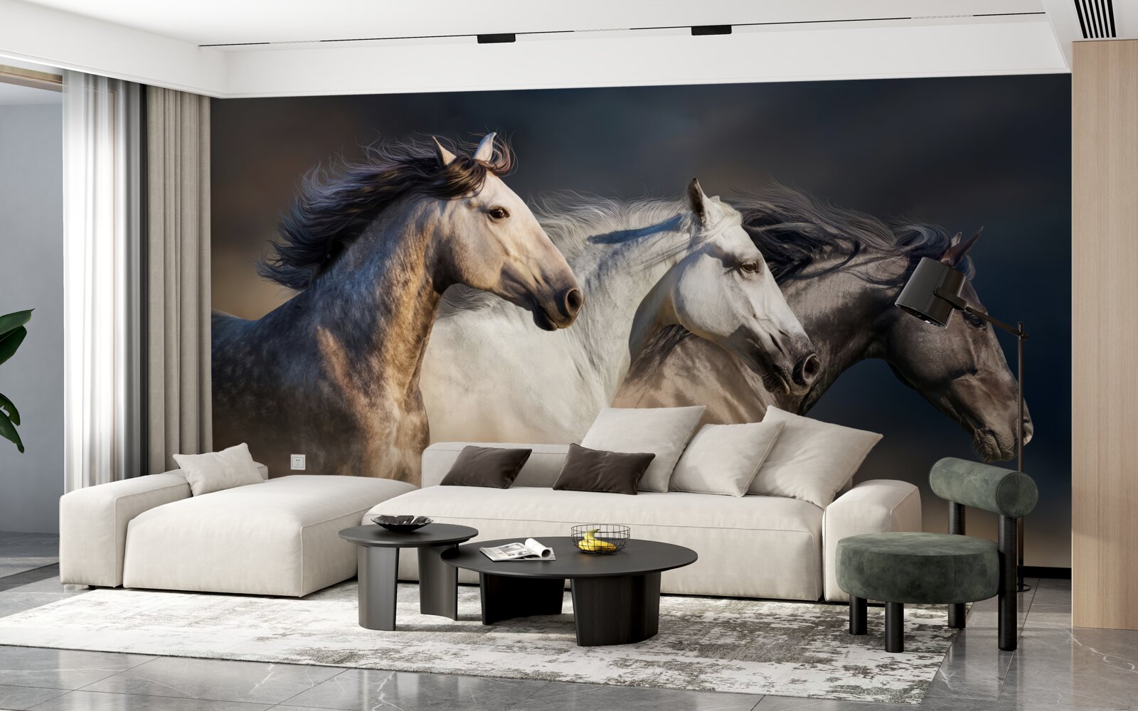 Fototapet trei cai în galop