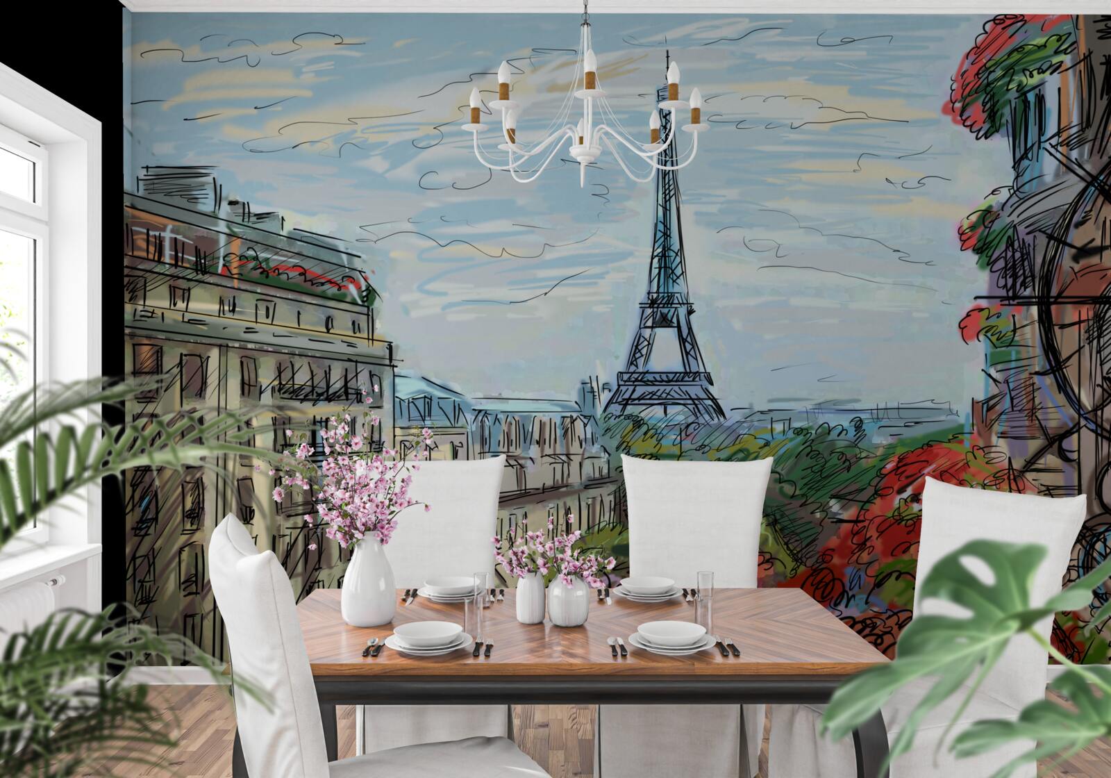Fototapet peisaj uimitor din balconul cu vedere la turnul eiffel