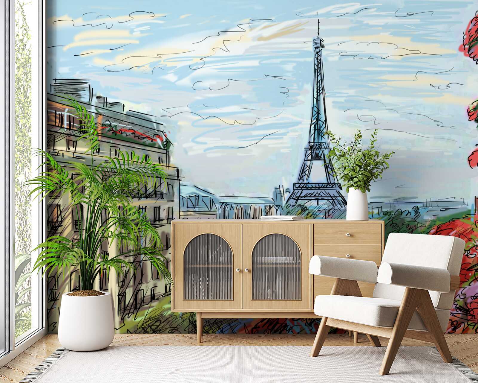 Fototapet peisaj uimitor din balconul cu vedere la turnul eiffel