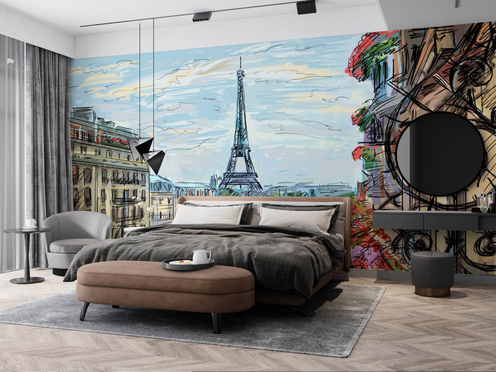 Fototapet peisaj uimitor din balconul cu vedere la turnul eiffel