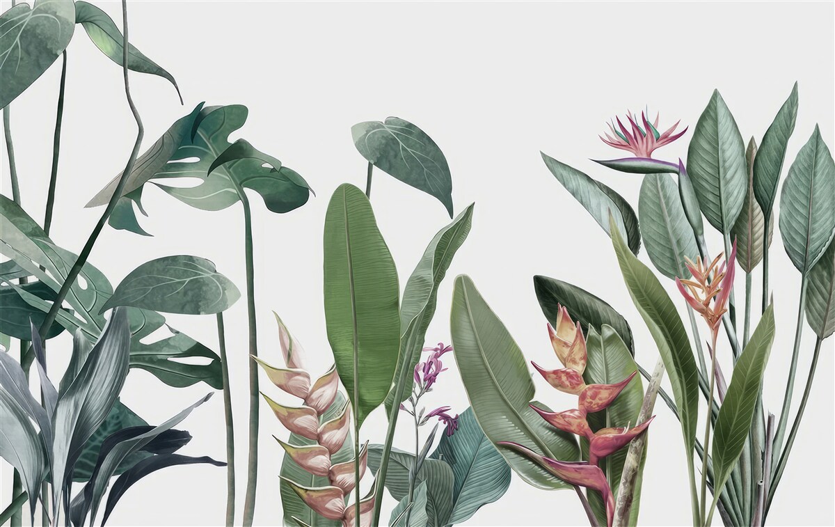 Fototapet frunze de diferite plante tropicale