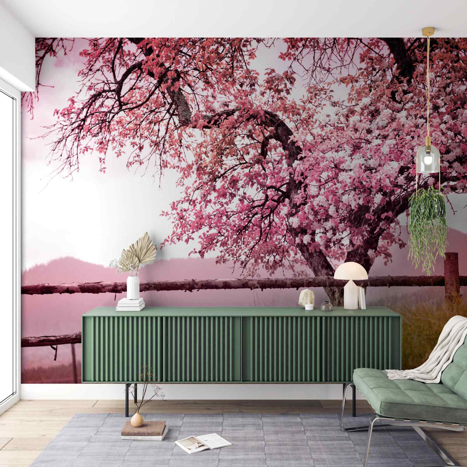 Fototapet copac sakura înflorit