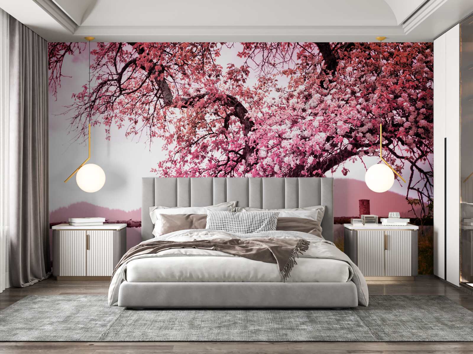 Fototapet copac sakura înflorit