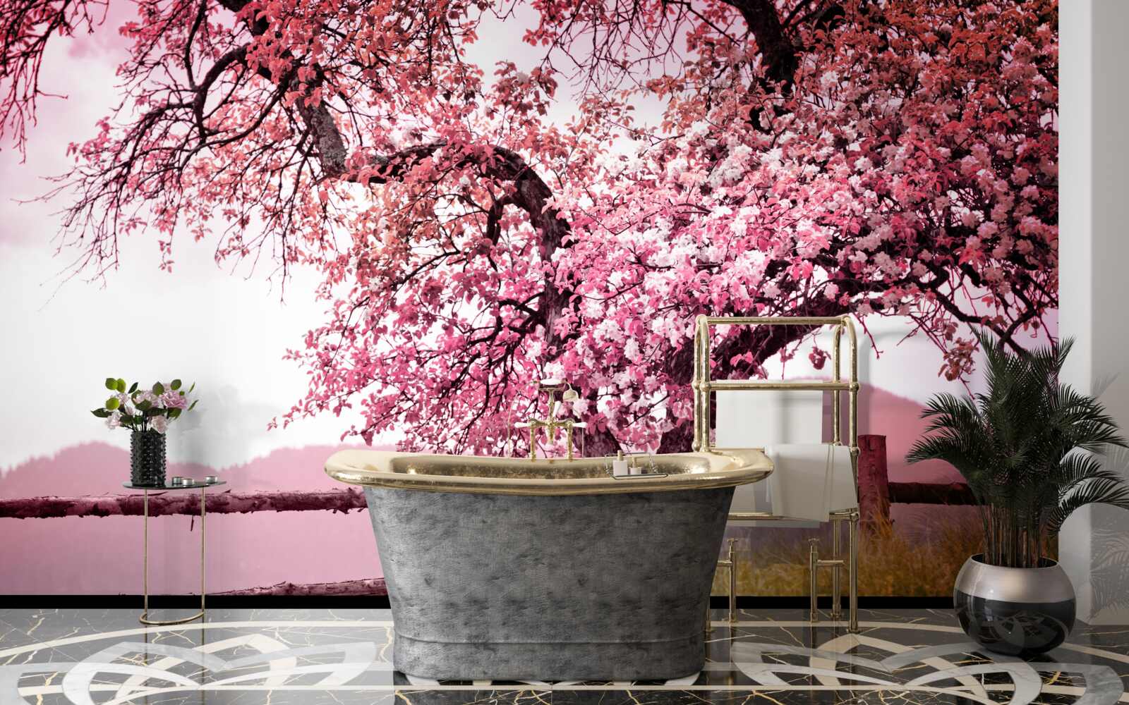 Fototapet copac sakura înflorit