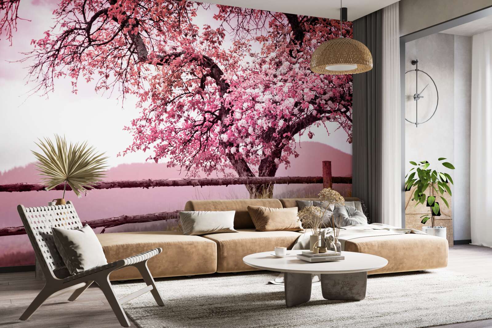 Fototapet copac sakura înflorit